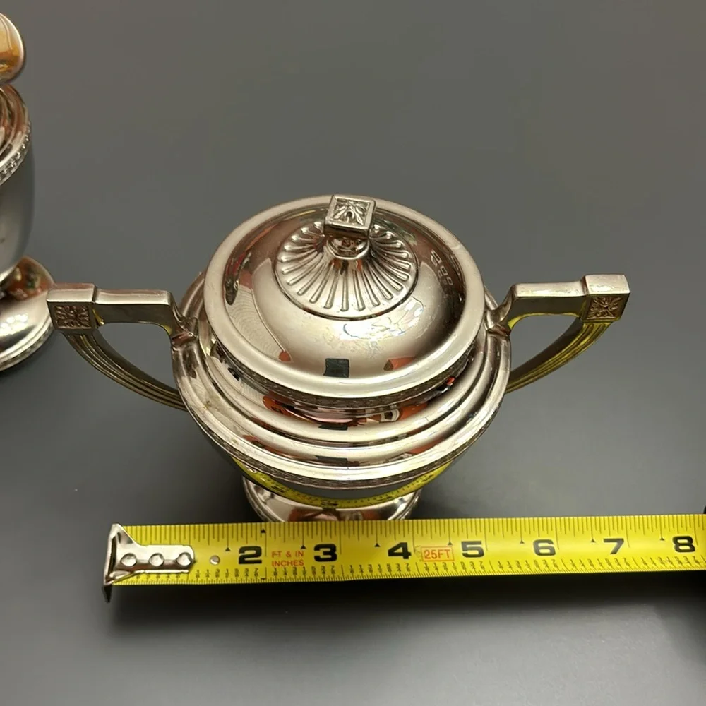 Vintage silverplated? creamer & sugar bowl set “Universal” made in USA art deco
